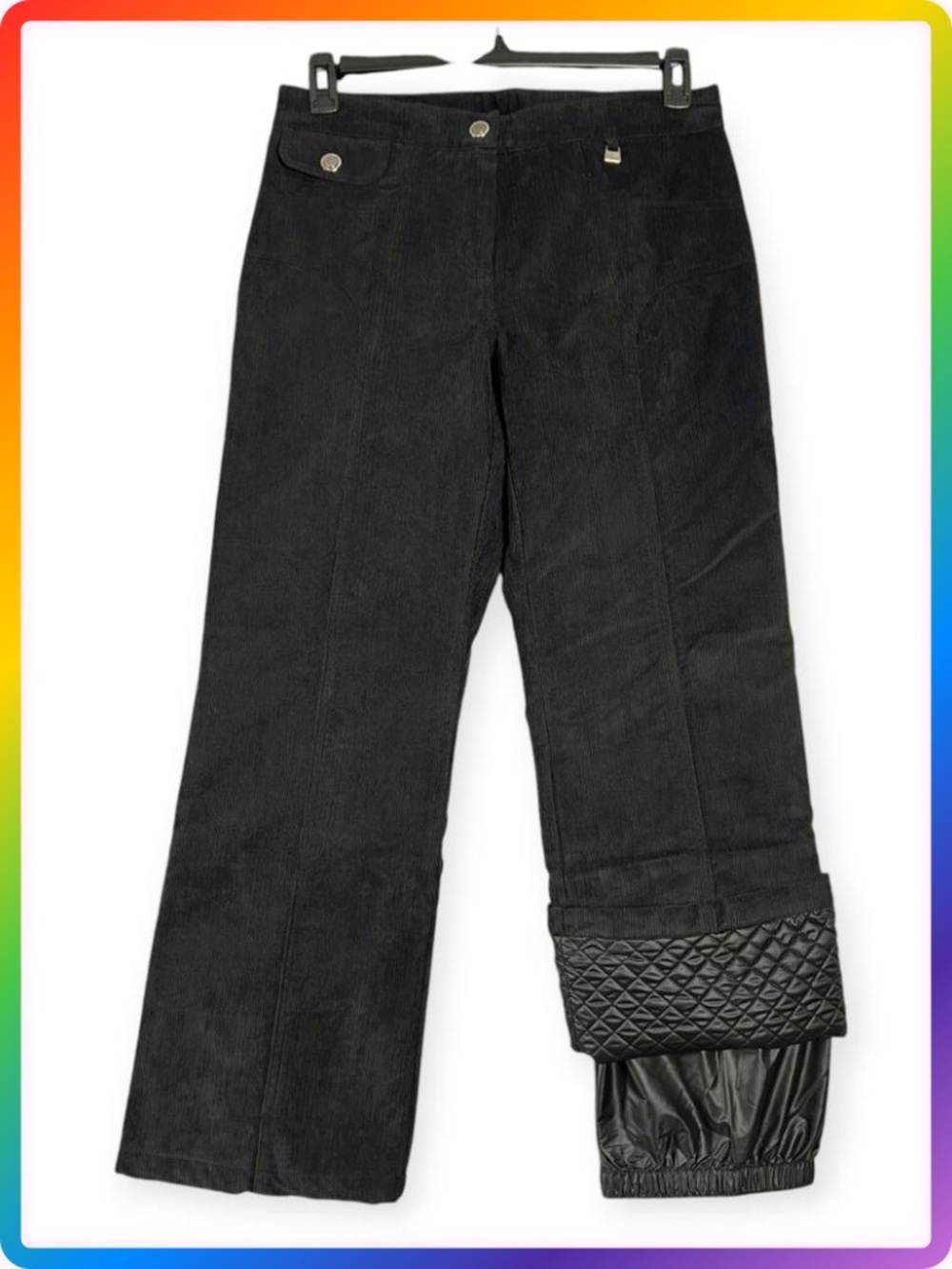 Nils Sportswear Corduroy Ski Snow Pants Womens 8 Black Insulated Designer NWOT